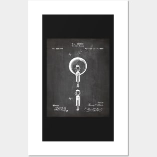 Edison Bulb Patent - Maker Workshop Home Décor Art - Black Chalkboard Posters and Art